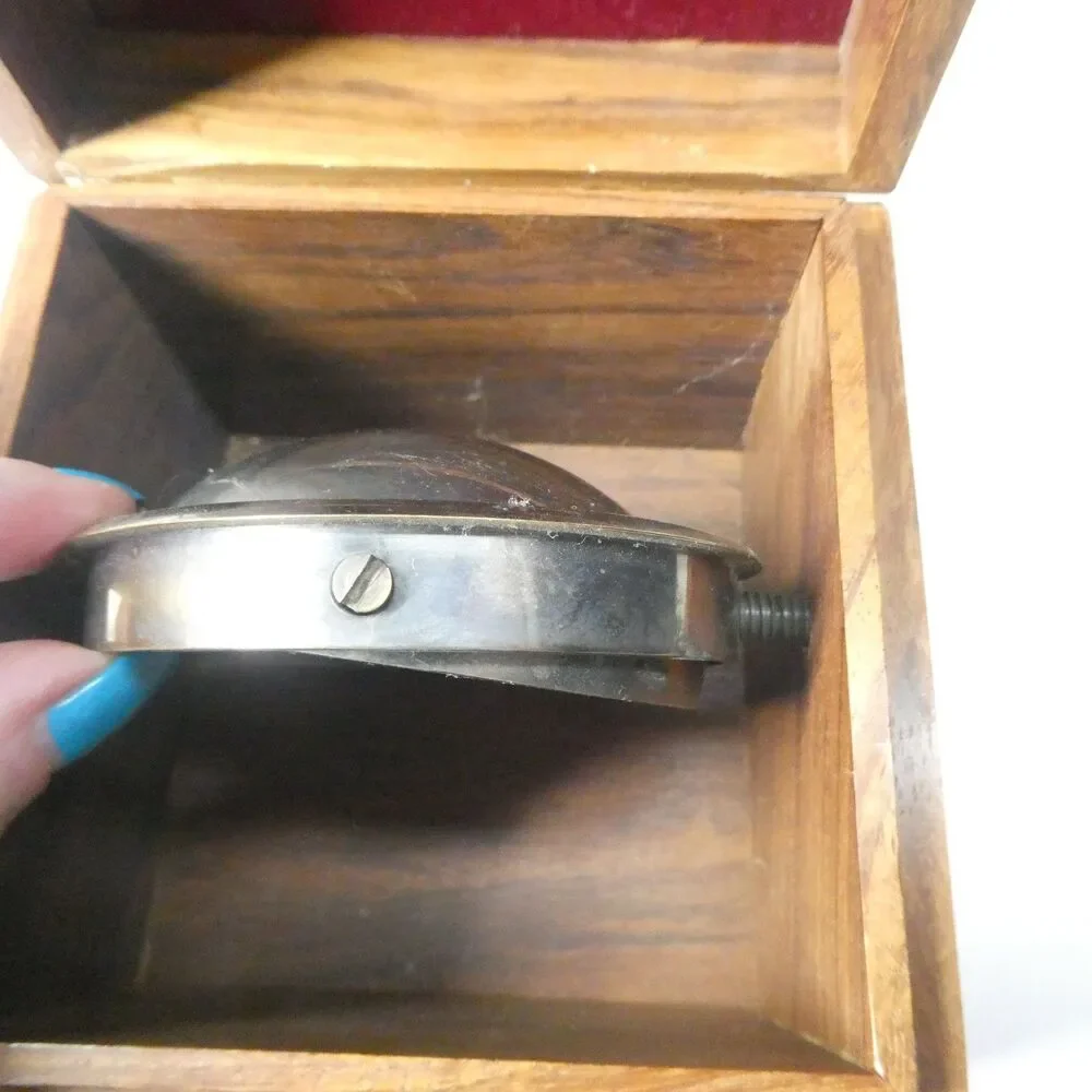 Brass Compass w/Wooden Box Nautical Maritime Vintage Style